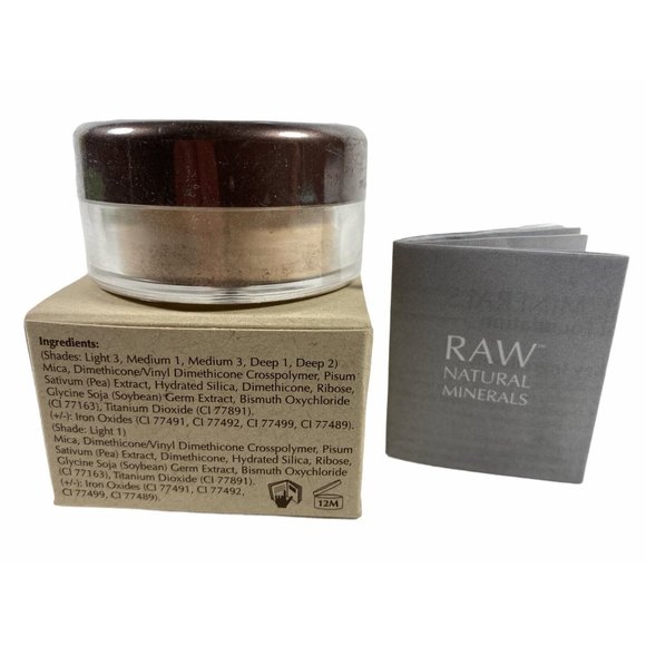 RAW MINERALS FOUNDATION - LIGHT 1 - 0.07 oz 2 Grams Loose Powder - New Sealed! - Picture 7 of 9